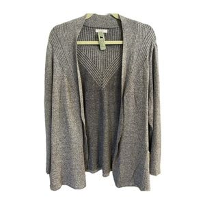 Croft & Barrow Cardigan gray ribbed open front sweater grey Women's 1X